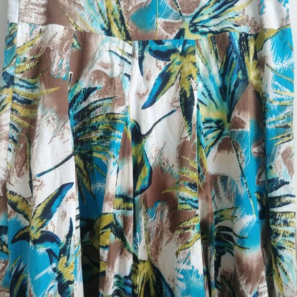 Rachel Adams 100% cotton midi skirt full pleated lined blue green pattern 8 - Picture 6 of 12